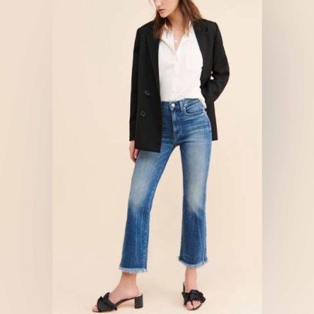 AYR The Bomb Pop Jeans High Rise Straight Ankle Raw Hem Distressed